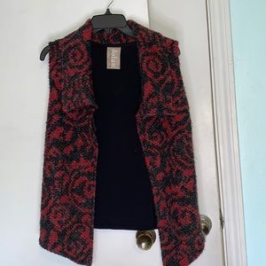 Dolan/ Anthropologie red and black wool blend vest, size S